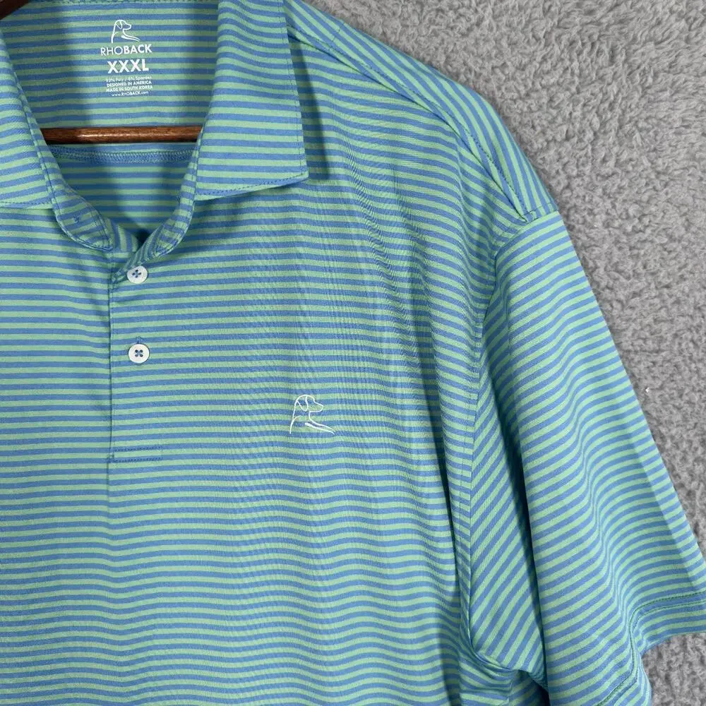 Men's Rhoback Polo Golf Shirt Size 3XL Performance Stretch Logo Short Sleeve